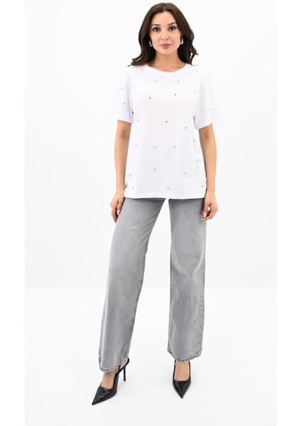Kadın Taş Işleme Detaylı T-Shirt 1750-24