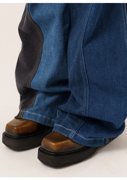 Jeans Yüksek Bel Lastikli Paça Standart Indigo Kadın Denim Pantolon 241K1J0301 fiyatları