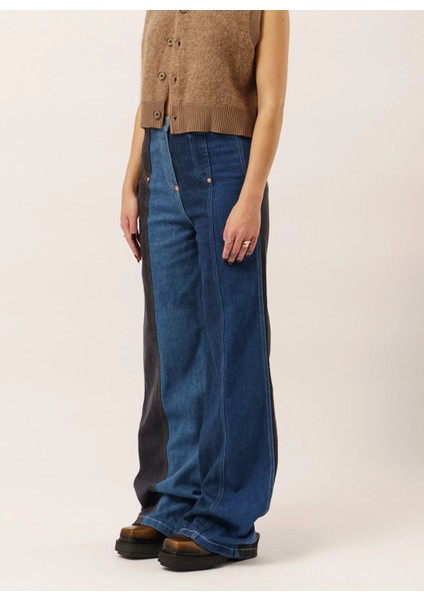 Jeans Yüksek Bel Lastikli Paça Standart Indigo Kadın Denim Pantolon 241K1J0301 fırsatları