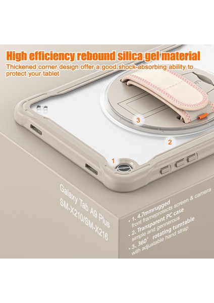 Samsung Galaxy Tab A9 + Tablet Kılıfı Pc + Tpu Kapak Döner Kickstand El Kayışı (Yurt Dışından) modelleri