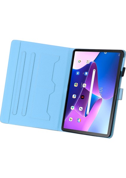 Lenovo Tab M10 Plus (3. Nesil) Tablet Standı Kapağı Kart Yuvaları Deri Kılıf (Yurt Dışından)