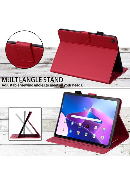 Lenovo Tab M10 Plus (3. Nesil) Tablet Standı Kapağı Kart Yuvaları Deri Kılıf (Yurt Dışından)