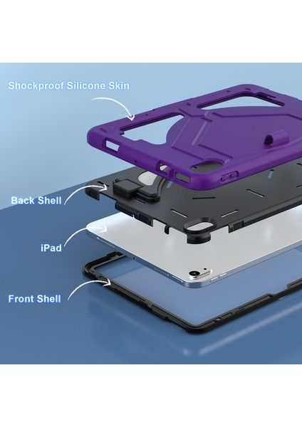 iPad 10.9 (2022) Destek Standlı Sağlam Düşmeye Kapağı (Yurt Dışından)