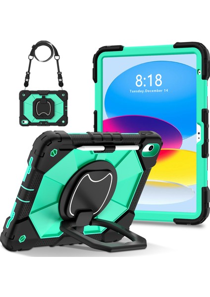 iPad 10.9 (2022) Silikon+Pc Kickstand Düşmeyi Önleyici Tablet Kapağı (Yurt Dışından)