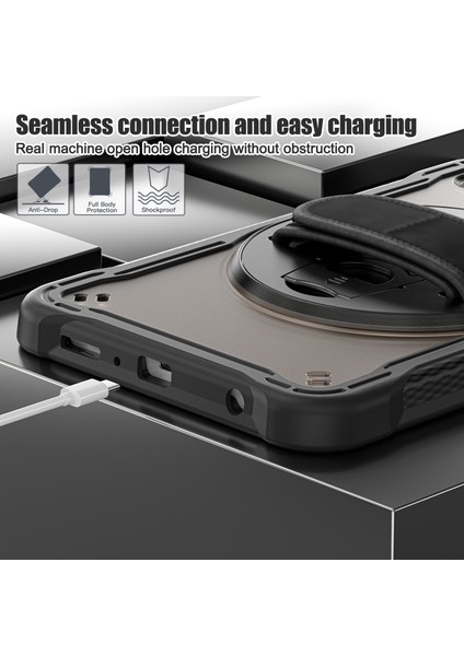 Samsung Galaxy Tab A9 Tablet Kılıfı 360 Derece Döner Kickstand El Kayışı Kapağı (Yurt Dışından) fırsatları