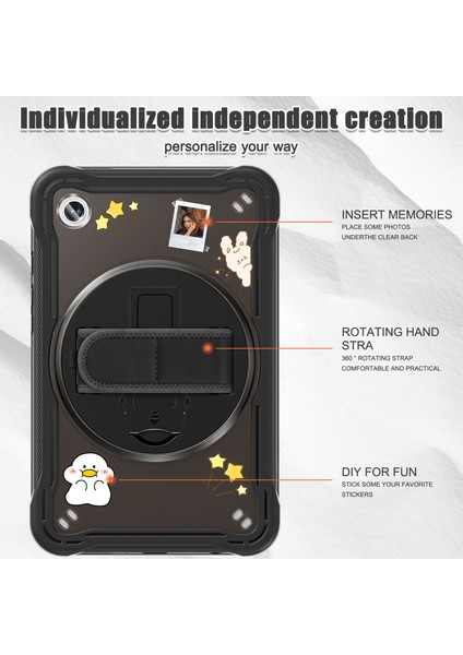 Samsung Galaxy Tab A9 Tablet Kılıfı 360 Derece Döner Kickstand El Kayışı Kapağı (Yurt Dışından) indirimleri