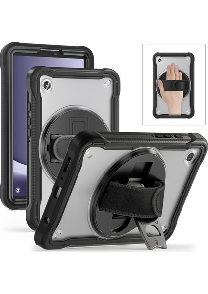 Samsung Galaxy Tab A9 Tablet Kılıfı 360 Derece Döner Kickstand El Kayışı Kapağı (Yurt Dışından)