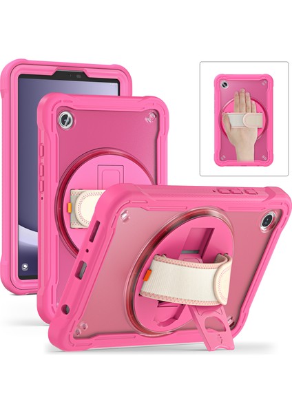 Samsung Galaxy Tab A9 Tablet Kılıfı 360 Derece Döner Kickstand El Kayışı Kapağı (Yurt Dışından)