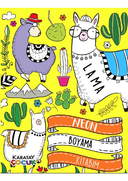 Neon Boyama Serisi Çiftlik - Dinozor - Flamingo - Lama - Okyanus - Orman - Prenses - Unicorn 8'li Set