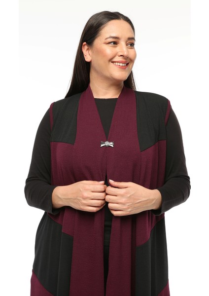 Büyük Beden Kadın Dökümlü Yüksek Kalite Örme Anne Asimetrik Yelek modelleri