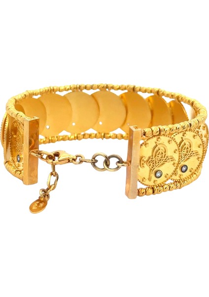 Çerçevesi Dorika Toplu Içi Tuğra Baskılı Sıralı Penezli Yeşil Altın Kelepçe Bileklik fırsatları