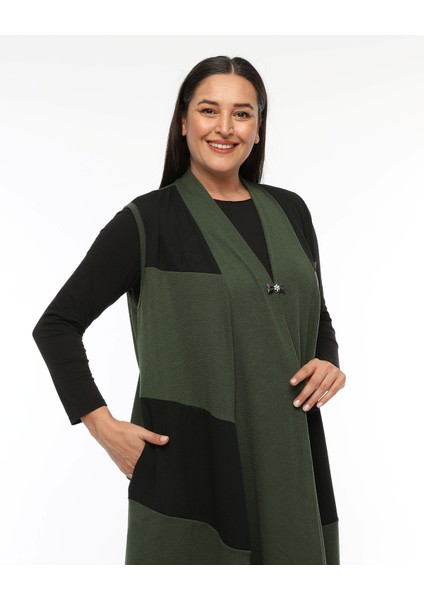 Büyük Beden Kadın Dökümlü Yüksek Kalite Örme Anne Asimetrik Yelek modelleri