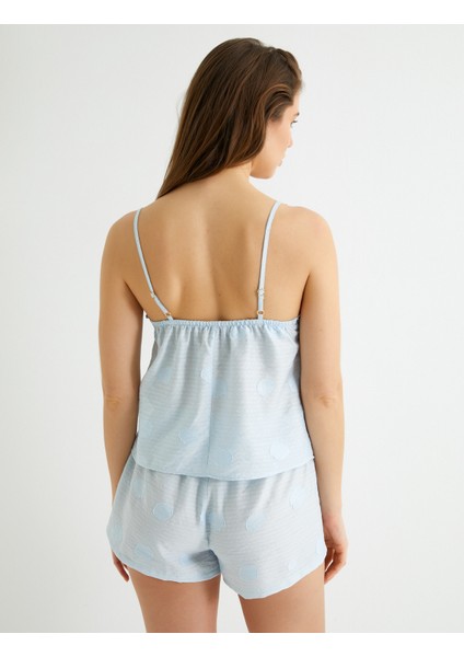 Pijama Üstü Ince Askılı Fırfırlı Viskon Karışımlı