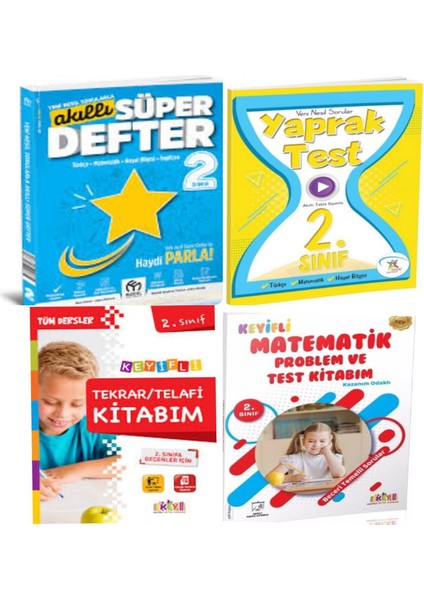 2. Sınıf Akıllı Süper Defter-Telafi Kitabım -Tüm Dersler Yaprak Test-Matematik Problem ve Test Kitabım