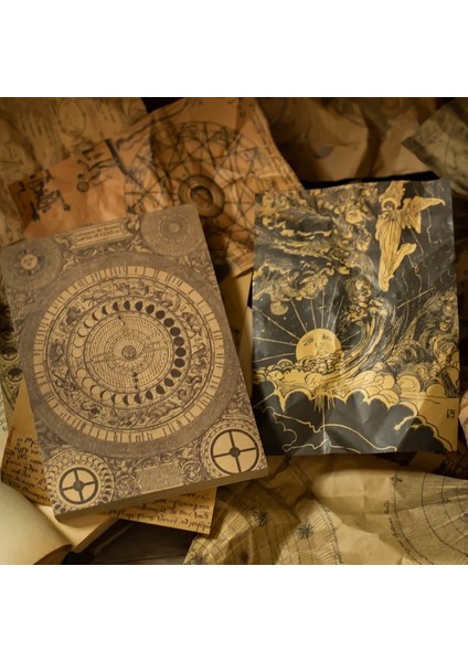 Scz-Fhjs-05 Tarzı Eets Vintage Nostaljik Serisi Büyük Boy Kraft Kağıt Bloknot Yaratıcı Dıy Scrapbooking Dergisi Dekor Kağıt Kırtasiye (Yurt Dışından)