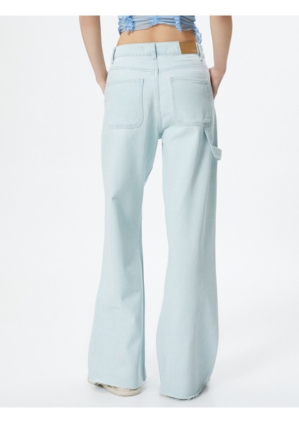 Geniş Paça Kot Pantolon Cepli Standart Bel Pamuklu - Bianca Jean fırsatları