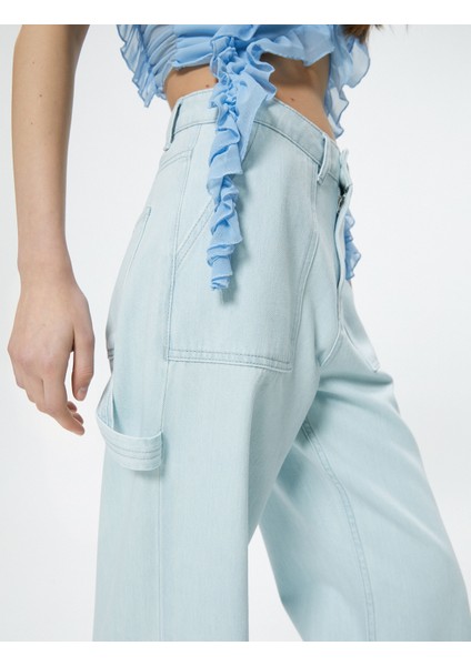 Geniş Paça Kot Pantolon Cepli Standart Bel Pamuklu - Bianca Jean indirimleri