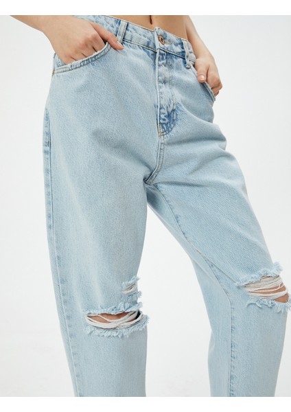 Rahat Kesim Yüksek Bel Kot Pantolon - Mom Jeans indirimleri