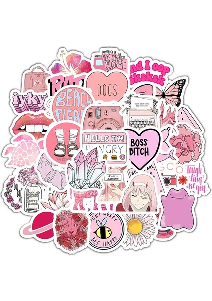 YT06-50PCS Tarzı Pcs Paketi Sevimli Karikatür Kawaii Etiket Vintage Çıkartmalar Kırtasiye Güzel El Hesabı Dizüstü Estetik Kız Dizüstü Bilgisayar (Yurt Dışından)