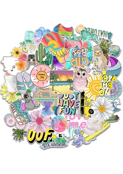 VSCO11-50PCS Tarzı Pcs Paketi Sevimli Karikatür Kawaii Etiket Vintage Çıkartmalar Kırtasiye Güzel El Hesabı Dizüstü Estetik Kız Dizüstü Bilgisayar (Yurt Dışından)