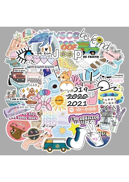 VSCO11-50PCS Tarzı Pcs Paketi Sevimli Karikatür Kawaii Etiket Vintage Çıkartmalar Kırtasiye Güzel El Hesabı Dizüstü Estetik Kız Dizüstü Bilgisayar (Yurt Dışından) fiyatları