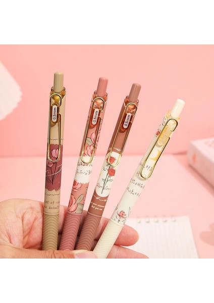 Siyah Ack Jel Kalemler Öğrenciler Için Setleri Retro Çiçek Tasarım Yazma Kalem Siyah Dolum Jel Kalemler Kırtasiye Ofis Okul Kaynağı (Yurt Dışından)