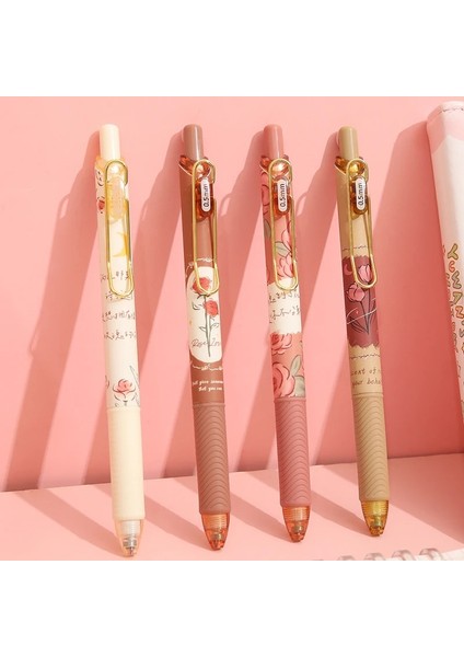 Siyah Ack Jel Kalemler Öğrenciler Için Setleri Retro Çiçek Tasarım Yazma Kalem Siyah Dolum Jel Kalemler Kırtasiye Ofis Okul Kaynağı (Yurt Dışından) fiyatları