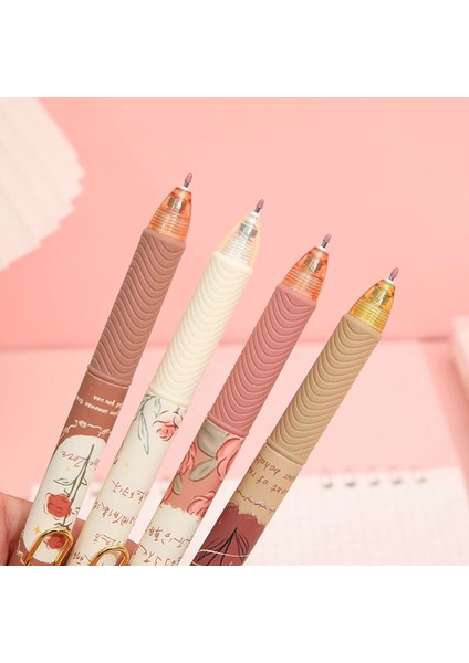 Siyah Ack Jel Kalemler Öğrenciler Için Setleri Retro Çiçek Tasarım Yazma Kalem Siyah Dolum Jel Kalemler Kırtasiye Ofis Okul Kaynağı (Yurt Dışından) modelleri