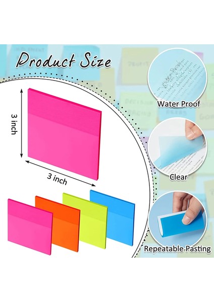 76X76MM Tarzı 50 Yaprak Renkli Su Geçirmez Pet Şeffaf Not Yapışkan Not Kağıdı Günlük Yapılacaklar Kontrol Listesi Paperlaria Okul Kırtasiye (Yurt Dışından) modelleri