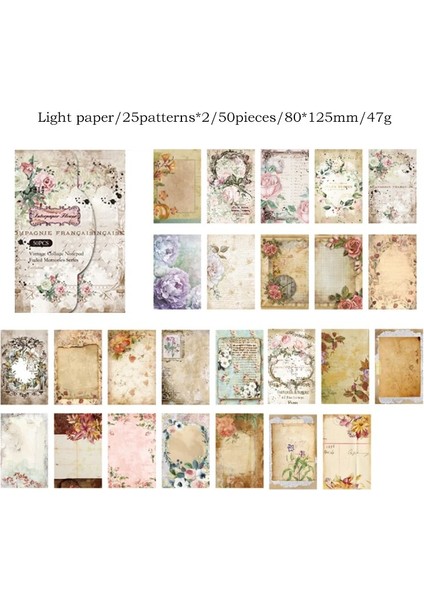 F Tarzı Journamm 50 Sayfa Vintage Kağıt Kolaj Kraft El Işi Kağıdı Dıy Scrapbooking Malzeme Dekor Önemsiz Dergisi Okul Işaretleme Kırtasiye Kağıdı (Yurt Dışından)