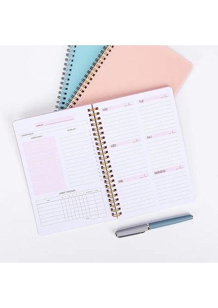 Pembe-Ispanyol Tarzı Yeni Gündem A5 Günlük Haftalık Planlayıcı Gündem Dizüstü Haftalık Hedefler Alışkanlık Programları Öğrenciler Kırtasiye Ofis Okul Malzemeleri (Yurt Dışından) fırsatları