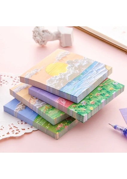 No.2 Tarzı 80 Sayfa Seti Manzara Yağlıboya Bloknot Yapışkan Notlar Not Defteri Kırtasiye Okul Malzemeleri Kawaii Kırtasiye (Yurt Dışından)