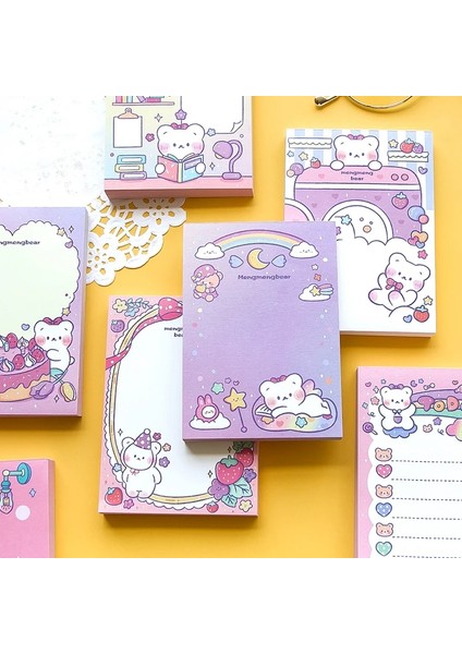 E Tarzı Kawaii Karikatür Gökkuşağı Ayı Bloknot Mesaj Notları Dekoratif Not Defteri Not Kağıdı Not Kırtasiye Ofis Malzemeleri (Yurt Dışından) modelleri