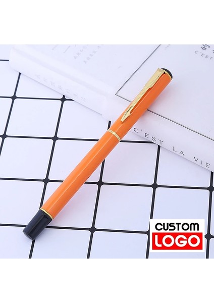 Turuncu Tarzı Siyah Metal Tükenmez Kalem Jel Kalem Su Bazlı Kalem Reklam Imza Kalem Özel Logo Yazı Kazınmış Adı Kırtasiye (Yurt Dışından)