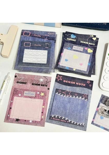 B Tarzı Denim Yapışkan Notlar Bloknot Dekorasyon Scrapbooking Dıy Mesaj Notları Kağıt Ofis Not Defteri Kawaool Kırtasiye (Yurt Dışından) modelleri