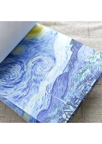 T Tarzı 50 Sheetsset Van Gogh Monet Yağlıboya Serisi Bloknot Ins Tarzı Yıldızlı Gece, Ayçiçeği Yapışkan Notlar Kırtasiye Malzemeleri (Yurt Dışından)
