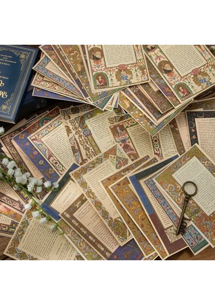 No.8 Tarzı Vintage Ortaçağ Ingilizce Kitap Sayfası Çiçekler Kolaj Malzemesi Kağıt Önemsiz Dergi Için Yaratıcı Kırtasiye Retro Dekorasyon Kağıdı (Yurt Dışından)