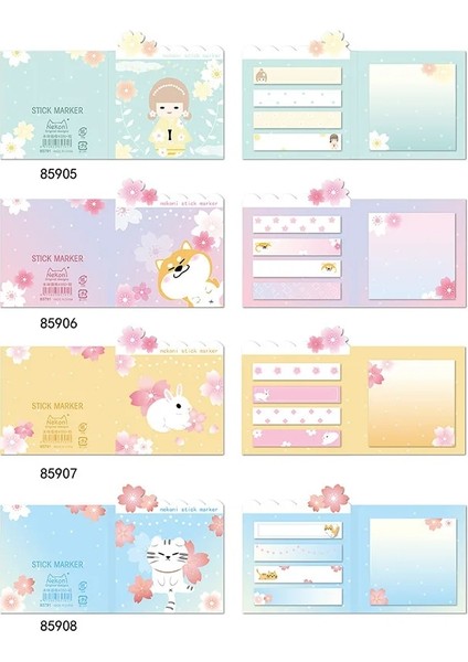 No.3 Tarzı Kore Ithalat Nekoni Tavşan Kiraz Sakura Shiba Bloknot Yapışkan Notlar Sopa Işaretleyici Yapılacaklar Listesi Planlayıcısı Etiket Kırtasiye (Yurt Dışından) modelleri