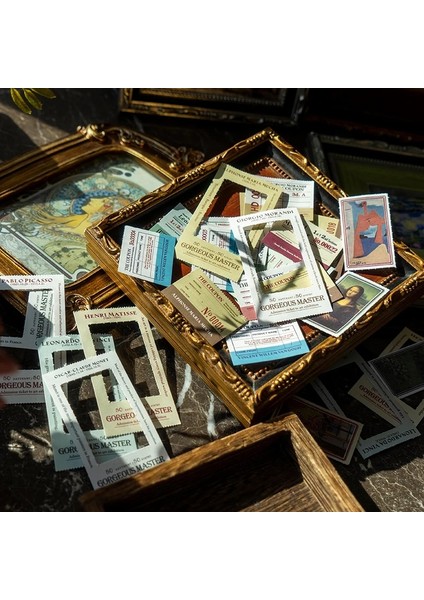 G Tarzı Vintage Ünlü Resim Sanat Sergisi Malzeme Kağıt Bilet Bloknot Dekoratif Kırtasiye Scrapbooking Günlük Defteri Planlayıcısı (Yurt Dışından) fırsatları