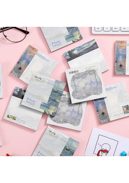 NO.154 Stili 50 Sayfa Retro Bloknot Vintage Van Gogh Yapışkan Notlar Mini Ins Tarzı Etiket Scrapbooking Günlüğü Dekorasyon Kırtasiye Not Defteri (Yurt Dışından) modelleri