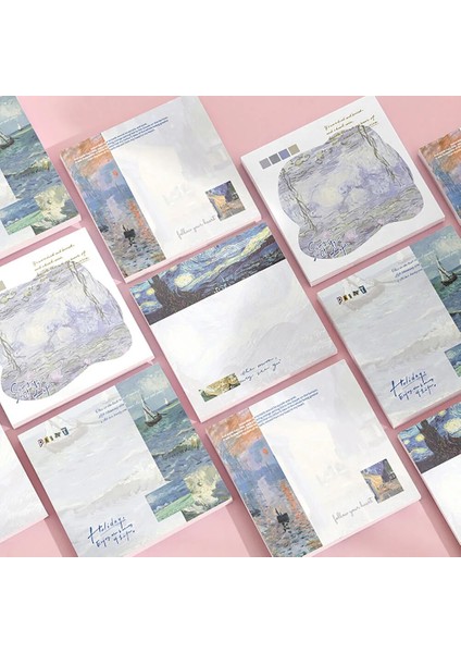NO.154 Stili 50 Sayfa Retro Bloknot Vintage Van Gogh Yapışkan Notlar Mini Ins Tarzı Etiket Scrapbooking Günlüğü Dekorasyon Kırtasiye Not Defteri (Yurt Dışından) indirimleri