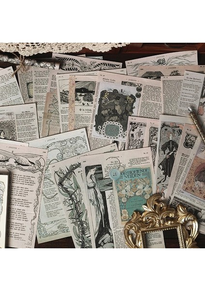 No.1 Stili Bitkilerin Vintage Kitap Sayfası Arka Plan Malzemesi Kağıt Önemsiz Günlük Planlayıcısı Scrapbooking Vintage Kırtasiye Not Kağıdı (Yurt Dışından) indirimleri