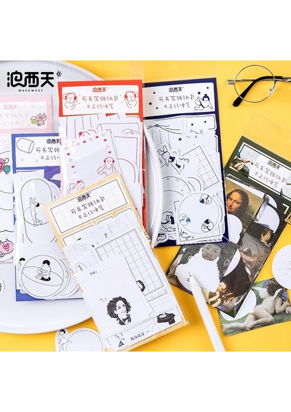No.6 Stili Ack Küçük Kişi Serisi Vintage Dergi Kağıdı Yapışkan Notlar Bloknot Planlayıcısı Çıkartmalar Kawaii Kırtasiye Not Defteri Seti (Yurt Dışından) fiyatları