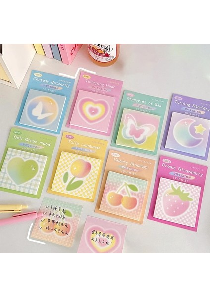 C Tarzı Ute Degrade Çiçek Aşk Yapışkan Notlar Dekorasyon Kelebek Bloknot Mesaj Notları Kağıt Not Defteri Kırtasiye (Yurt Dışından) modelleri