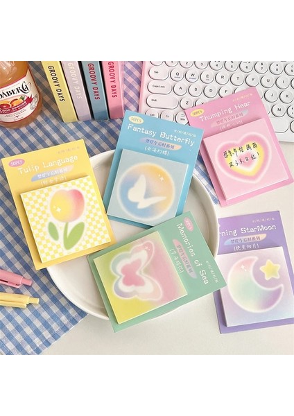 C Tarzı Ute Degrade Çiçek Aşk Yapışkan Notlar Dekorasyon Kelebek Bloknot Mesaj Notları Kağıt Not Defteri Kırtasiye (Yurt Dışından) fırsatları