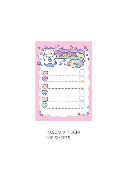 No.6 Stili 100 Sayfa Kawaii Gökkuşağı Ayı Not Not Defteri Günlük Yapılacaklar Listesi Paperlaria Sevimli Not Mesaj Kağıdı Okul Kırtasiye (Yurt Dışından)