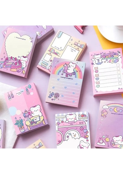 No.6 Stili 100 Sayfa Kawaii Gökkuşağı Ayı Not Not Defteri Günlük Yapılacaklar Listesi Paperlaria Sevimli Not Mesaj Kağıdı Okul Kırtasiye (Yurt Dışından) modelleri