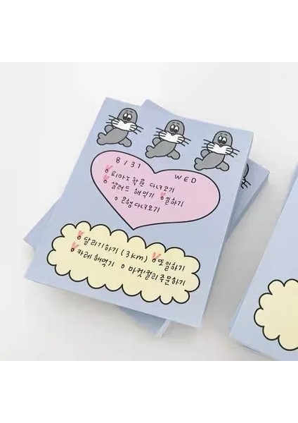 B Tarzı Kore Ins Sevimli Mühür Karikatür Bloknot Öğrenci Kawaii Mini Not Defteri Ofis Mesaj Kağıdı Okul Kırtasiye Eets Meydanı (Yurt Dışından)