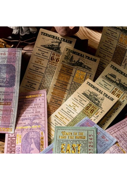 No.3 Tarzı Vintage Altın Bilet Kolaj Scrapbooking Dergisi Malzeme Kağıt Kart Yapımı Dıy Retro Dokulu Kağıt Yaratıcı Memo Kırtasiye (Yurt Dışından) fiyatları
