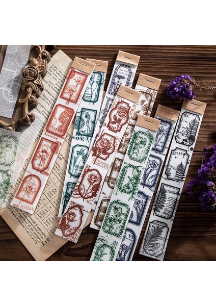 No.6 Stili Vintage Bitki Sınır Sülfürik Asit Kağıt Kolaj Scrapbooking Dergisi Malzeme Kart Yapımı Retro Damga Etiketleri Not Kırtasiye (Yurt Dışından) fiyatları